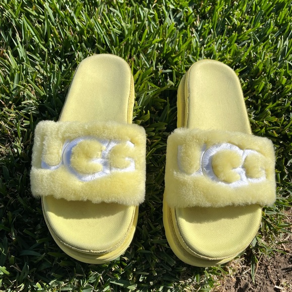 UGG🍁Laton Fur Logo Slippers women’s 9 - Picture 11 of 13